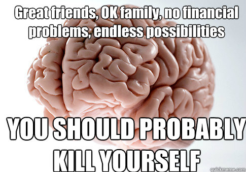 great friends ok family no financial problems endless pos - Scumbag Brain