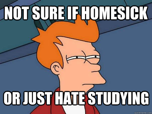 or just hate studying not sure if homesick - Futurama Fry