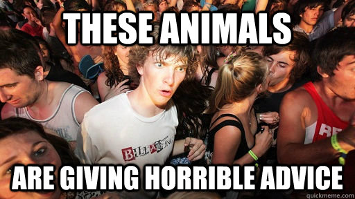 these animals are giving horrible advice - Sudden Clarity Clarence