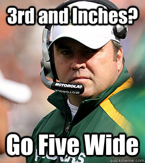 3rd and inches go five wide - Genius Mike McCarthy
