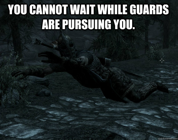 you cannot wait while guards are pursuing you - Pursing Guards