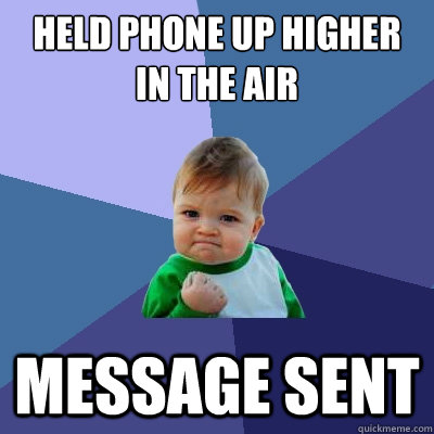 held phone up higher in the air message sent - Success Kid