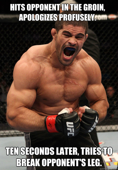 hits opponent in the groin apologizes profusely ten second - Paul Harris