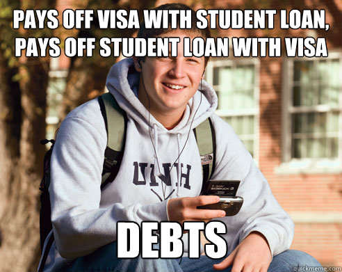 student loans for college freshmen: College Freshman. pays off visa with student loan pays off student loan with
