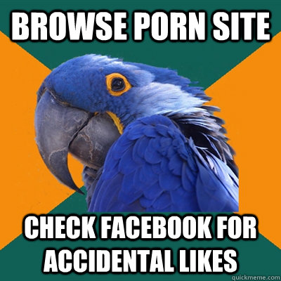 browse porn site check facebook for accidental likes - Paranoid Parrot