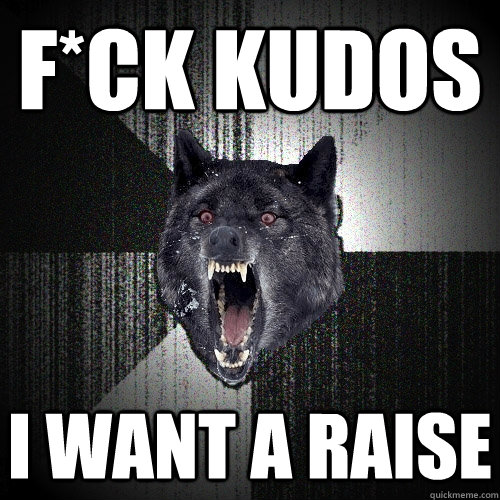 fck kudos i want a raise - Insanity Wolf