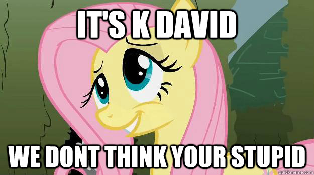 its k david we dont think your stupid - Trolling Fluttershy