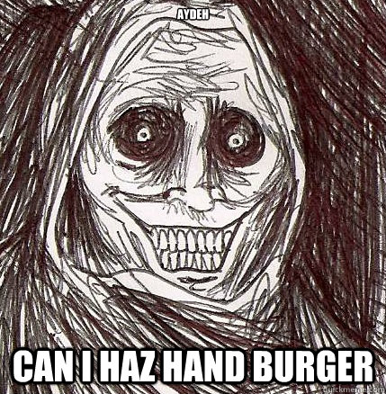 aydeh can i haz hand burger - Horrifying Houseguest