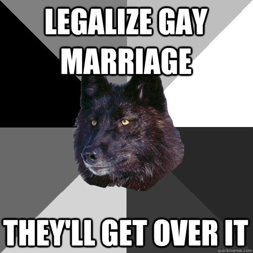legalize gay marriage theyll get over it - Sanity Wolf