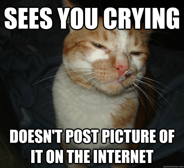 sees you crying doesnt post picture of it on the internet - Cool Cat Craig