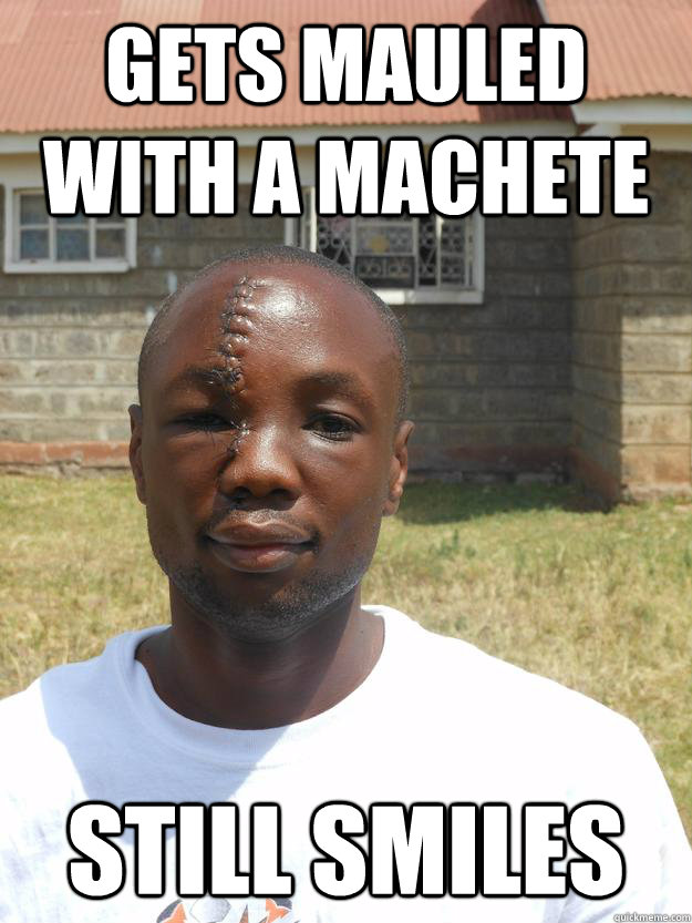 gets mauled with a machete still smiles - Good Guy Omari