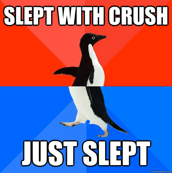 slept with crush just slept - Socially Awesome Awkward Penguin
