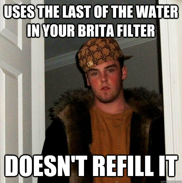 uses the last of the water in your brita filter doesnt refi - Scumbag Steve