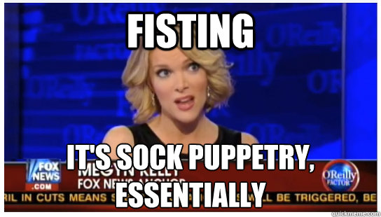 fisting its sock puppetry essentially - Euphemism Megyn Kelly