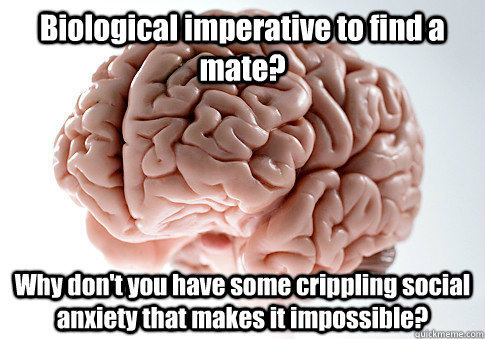 biological imperative to find a mate why dont you have som - Scumbag Brain