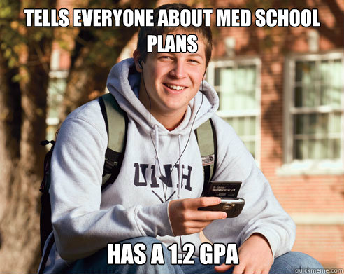 tells everyone about med school plans has a 12 gpa - College Freshman