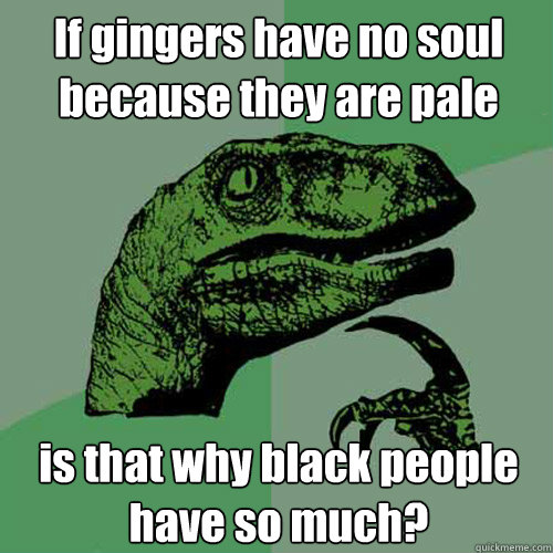 if gingers have no soul because they are pale is that why bl - Philosoraptor