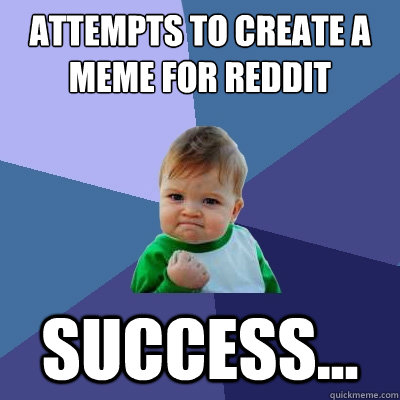attempts to create a meme for reddit success - Success Kid