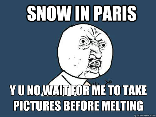 snow in paris y u no wait for me to take pictures before mel - Y U No