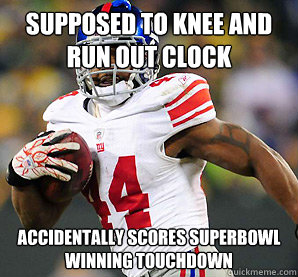 supposed to knee and run out clock accidentally scores super - Socially Awesome Bradshaw