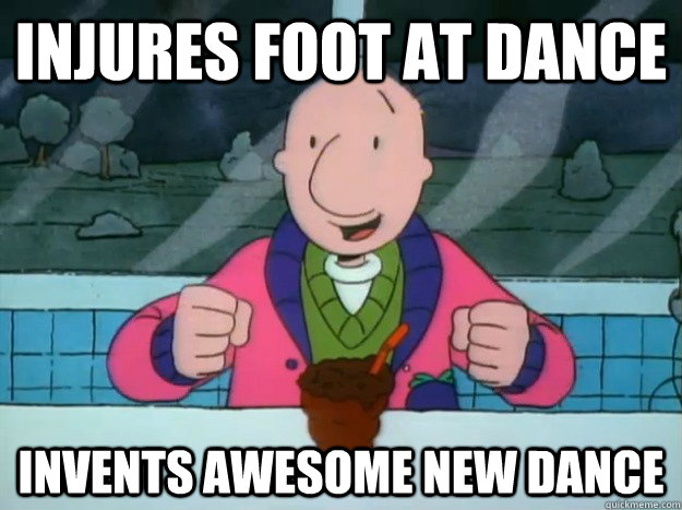 injures foot at dance invents awesome new dance - Success Doug