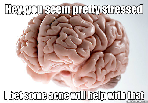 hey you seem pretty stressed i bet some acne will help with - Scumbag Brain