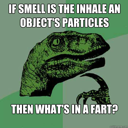 if smell is the inhale an objects particles then whats in - Philosoraptor