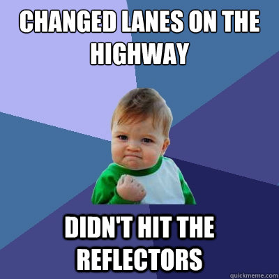 changed lanes on the highway didnt hit the reflectors - Success Kid