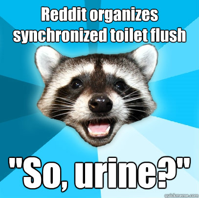 reddit organizes synchronized toilet flush so urine - Lame Pun Coon