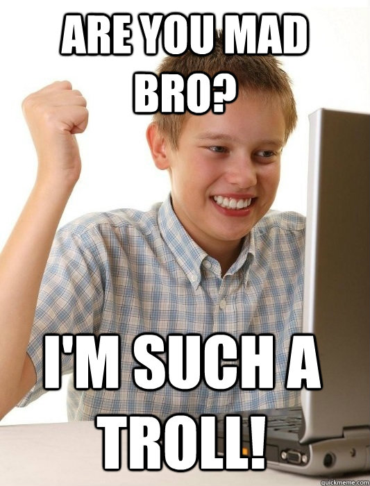 are you mad bro im such a troll - First Day on the Internet Kid