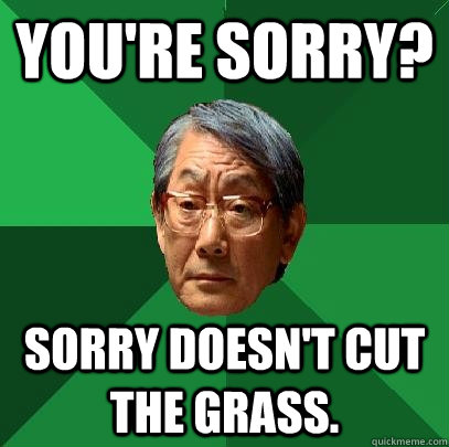youre sorry sorry doesnt cut the grass - High Expectations Asian Father