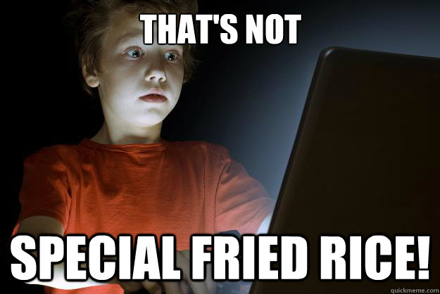 thats not special fried rice - scared first day on the internet kid