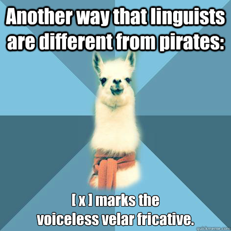 another way that linguists are different from pirates x - Linguist Llama