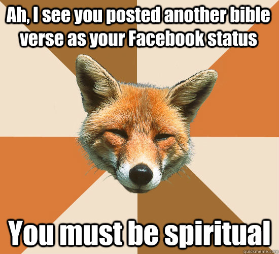 ah i see you posted another bible verse as your facebook st - Condescending Fox