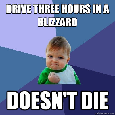 drive three hours in a blizzard doesnt die - Success Kid