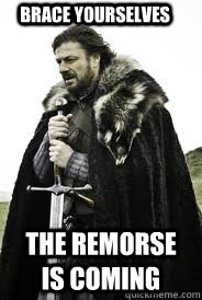 brace yourselves the remorse is coming - Brace Yourselves