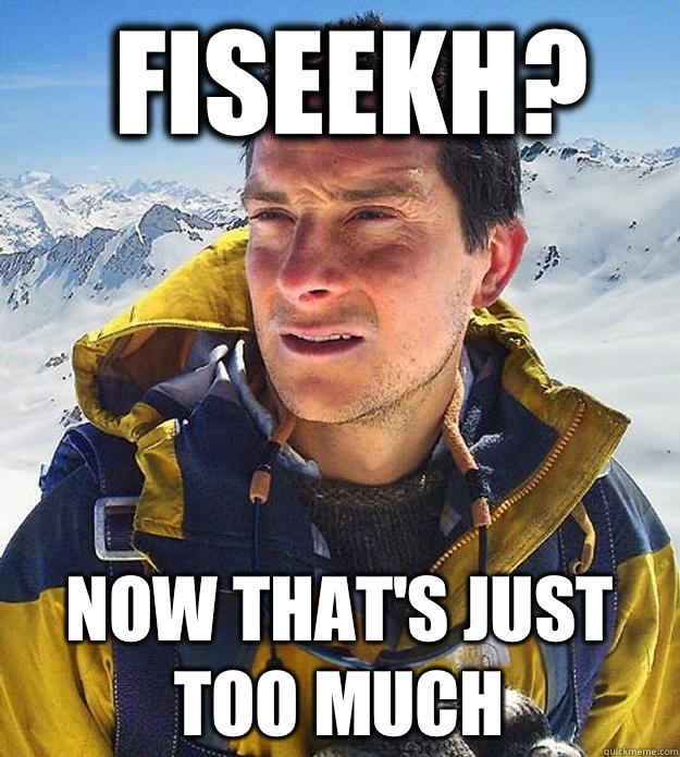 Fiseekh Now thats just too much - Best size bear grylls meme