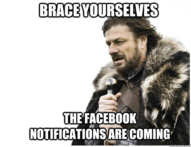 brace yourselves the facebook notifications are coming - Imminent Ned