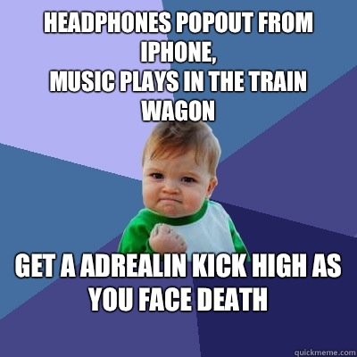  Headphones  Iphone on Headphones Popout From Iphone Music Plays In The Train Wagon   Success
