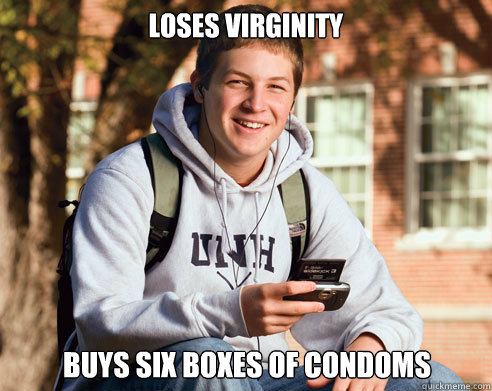 loses virginity buys six boxes of condoms - College Freshman