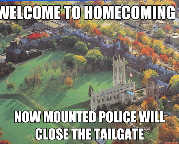 welcome to homecoming now mounted police will close the tail - TrinColl