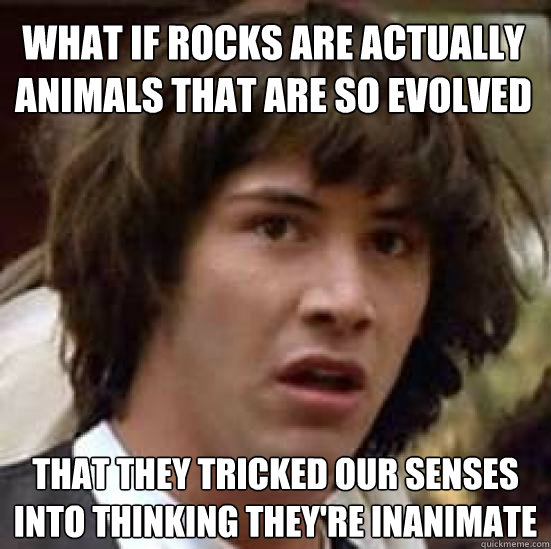 what if rocks are actually animals that are so evolved that - conspiracy keanu