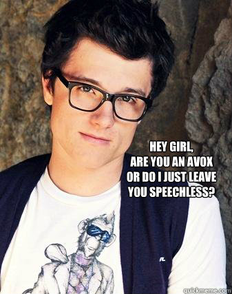 hey girl are you an avox or do i just leave you speechless - Peeta Mellark