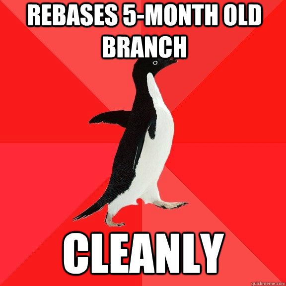 rebases 5month old branch cleanly - Socially Awesome Penguin