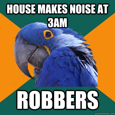 house makes noise at 3am robbers - Paranoid Parrot