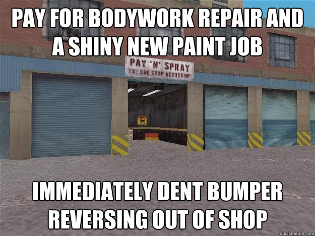 pay for bodywork repair and a shiny new paint job immediatel -