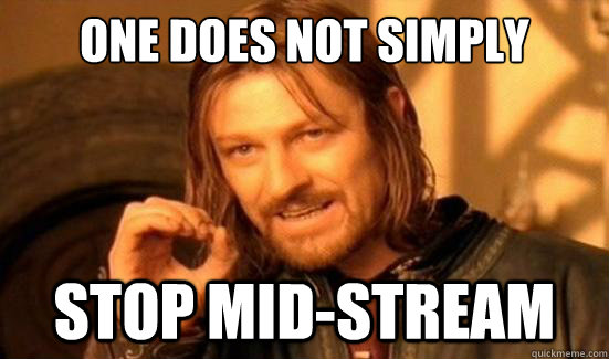 one does not simply stop midstream - Boromir