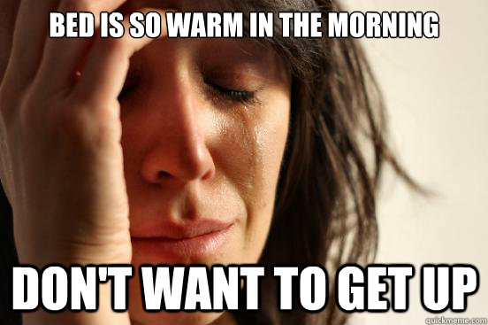 bed is so warm in the morning dont want to get up - First World Problems