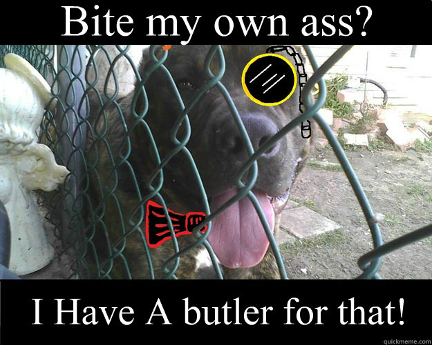 bite my own ass i have a butler for that - Condescending Canine.