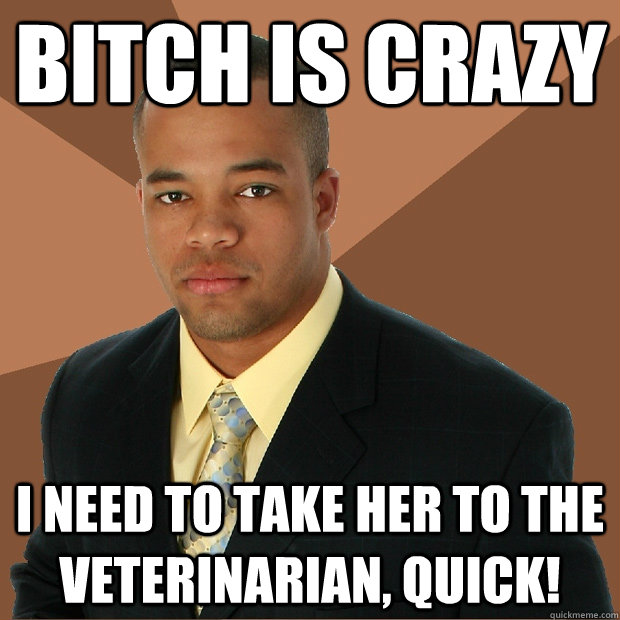 bitch is crazy i need to take her to the veterinarian quick - Successful Black Man